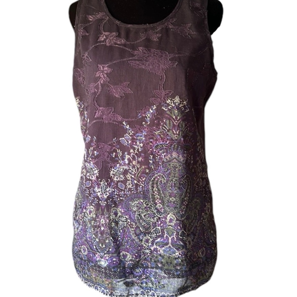 Vintage Coldwater Creek Floral Paisley Tunic Tank sz small